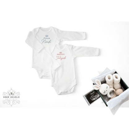 Prince & Princess Embroidered Baby Grow