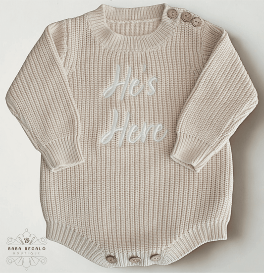Custom Name Knitted baby Romper