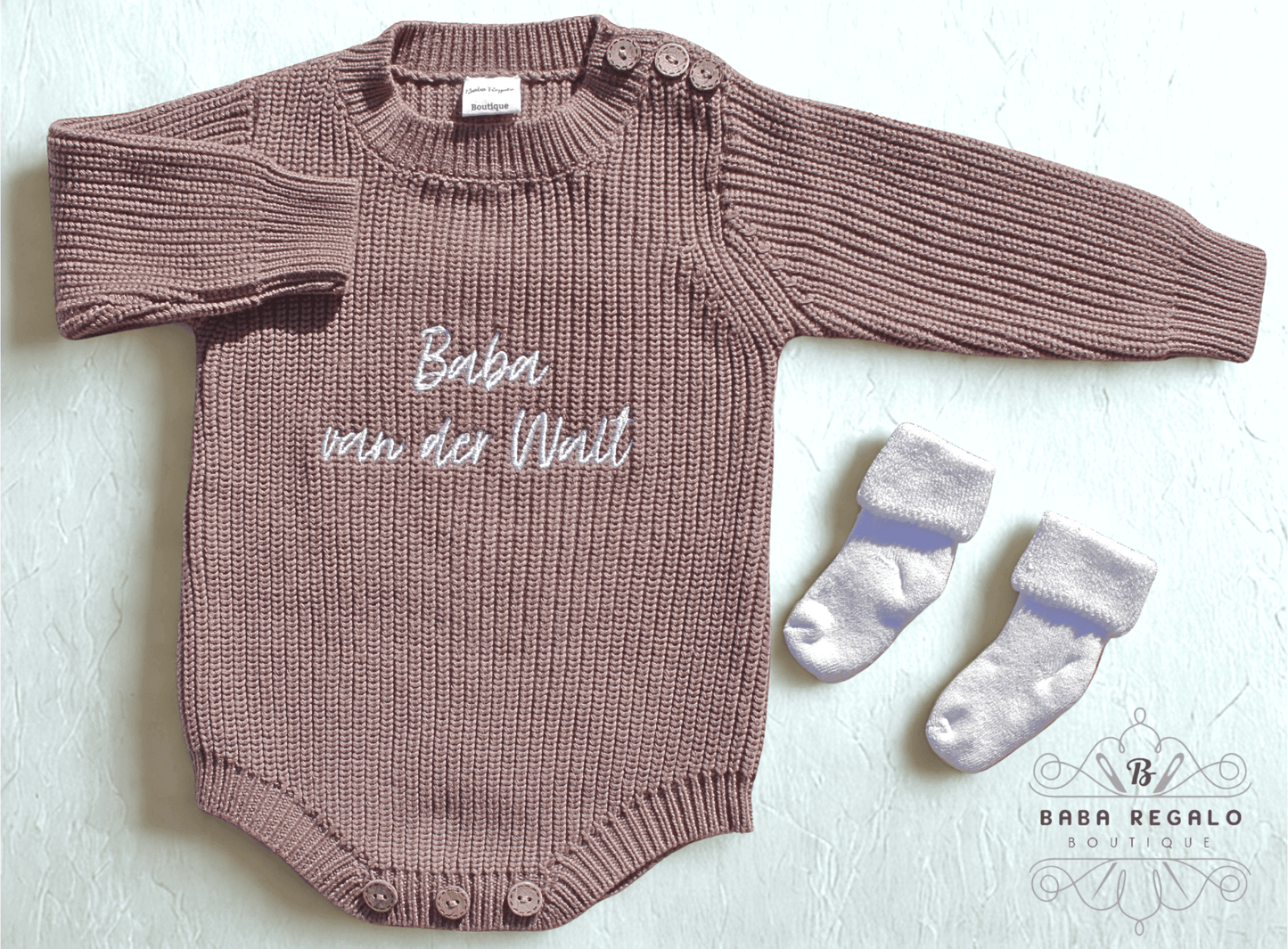 Custom Name Knitted baby Romper