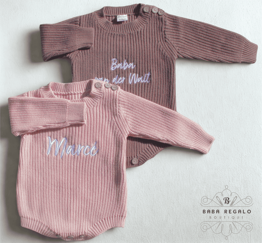 Custom Name Knitted baby Romper