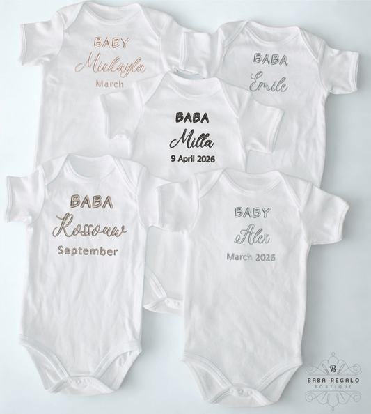 Custom Name Embroidered Baby Grow