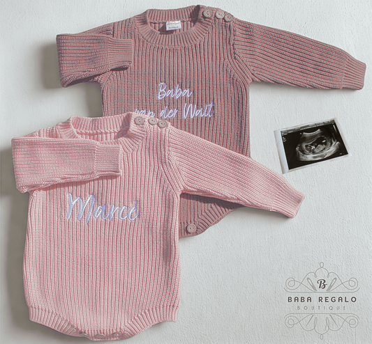Custom Name Knitted baby Romper