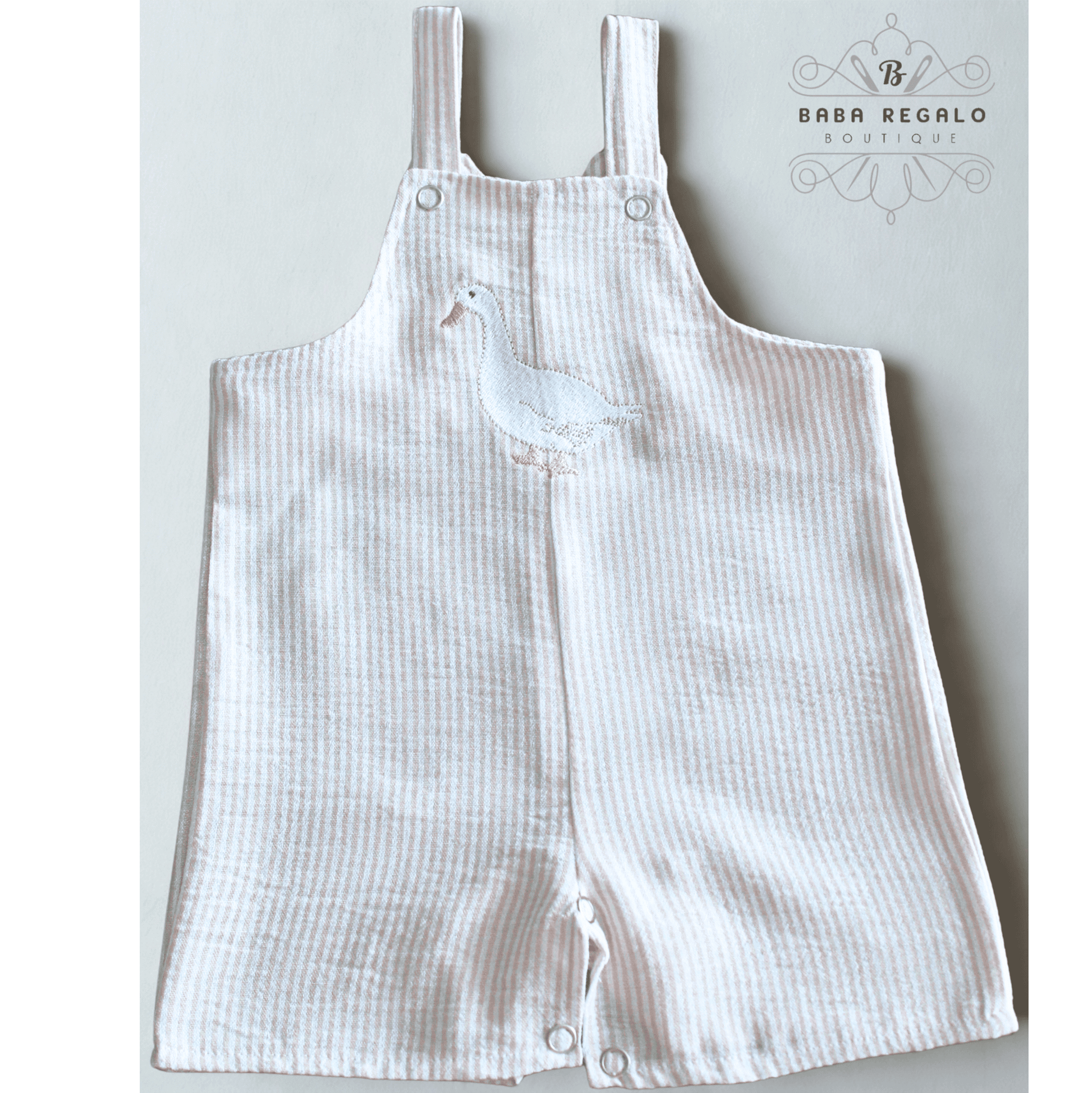 Striped goose linen baby romper