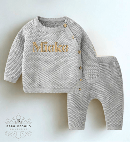 Custom Baby Name Embroidered Knit Set