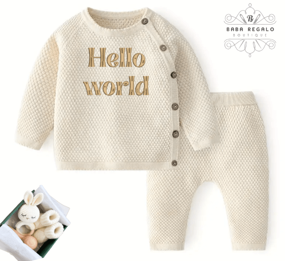 Custom Baby Name Embroidered Knit Set