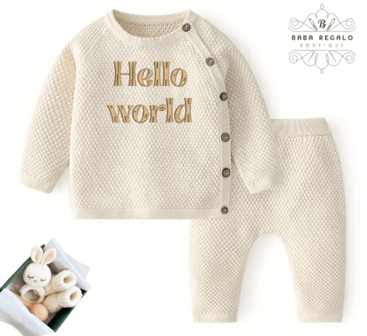 Custom Baby Name Embroidered Knit Set