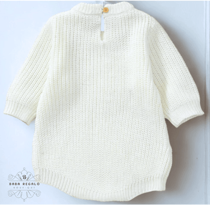 My First Christmas Baby Romper – Knitted Holiday Outfit