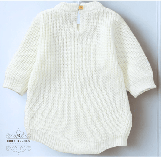 My First Christmas Baby Romper – Knitted Holiday Outfit