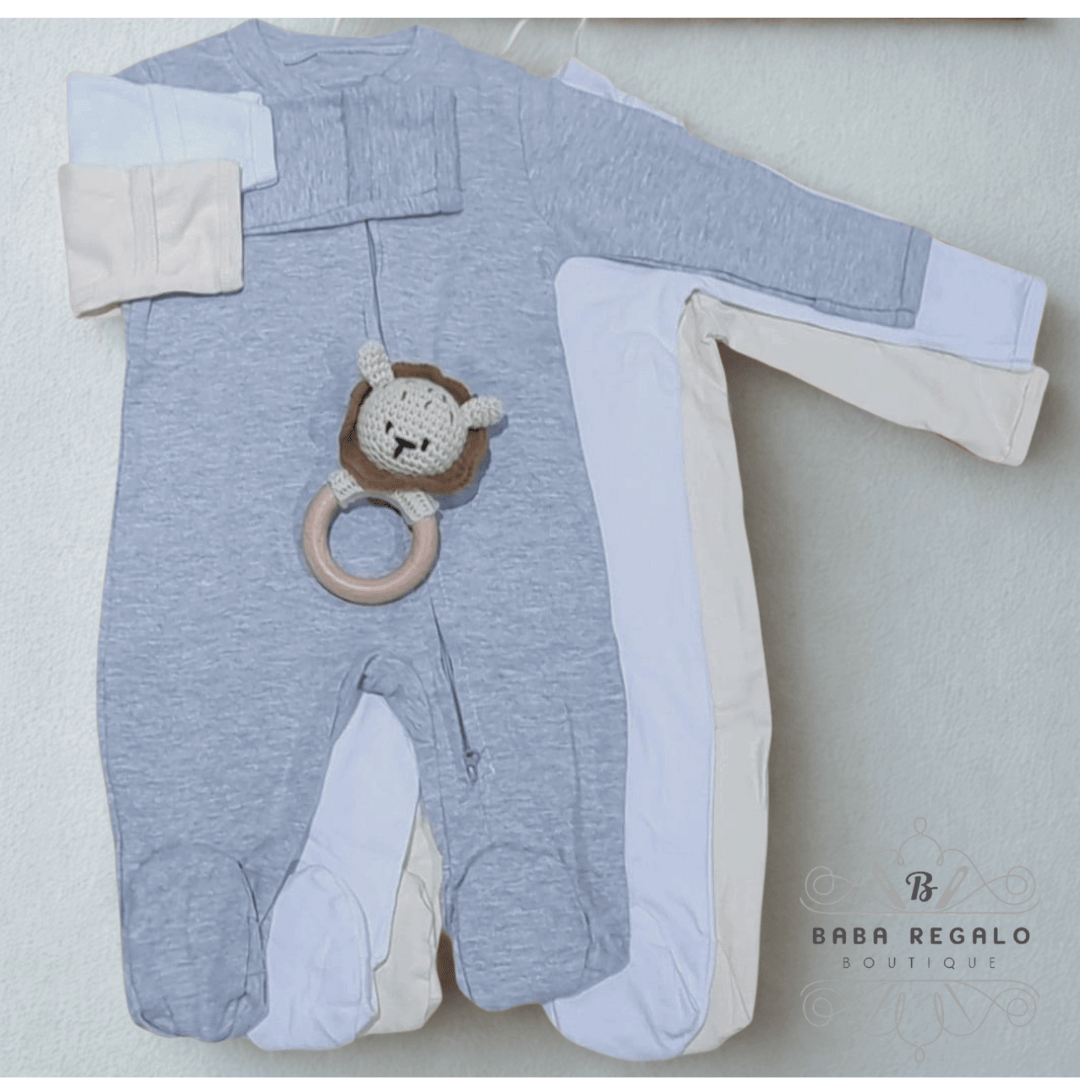 2-way zip cotton baby grow with footies