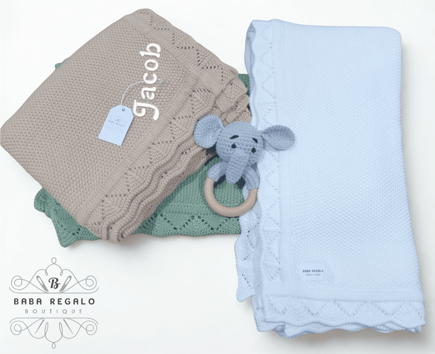 Baby name Knit Receiving Blanket