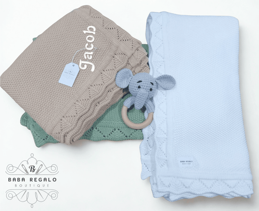 Baby name Knit Receiving Blanket