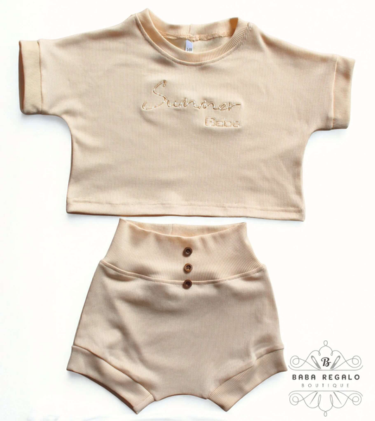 Summer Baby Set Comfortable Cotton Top & Shorts - Baba Regalo Boutique