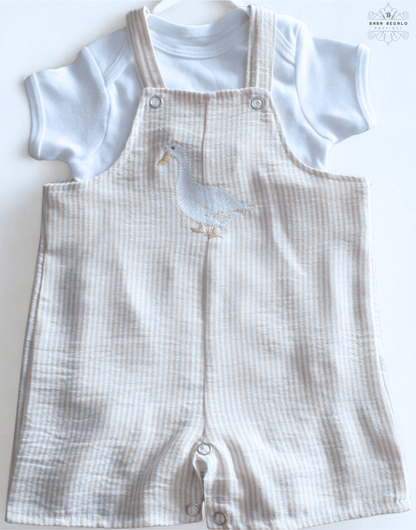 Striped goose linen baby romper