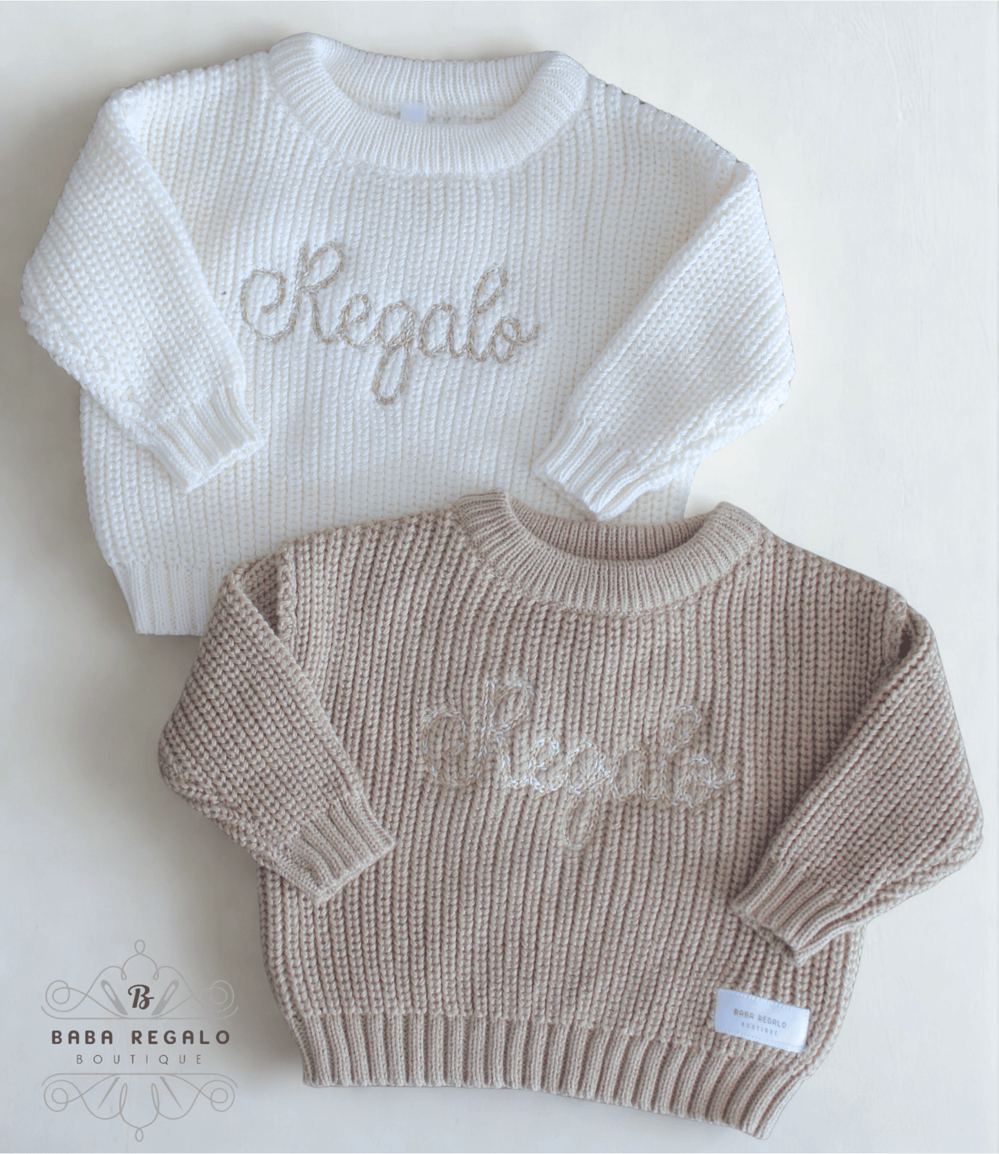 Knitted ribbed sweater with embroidery