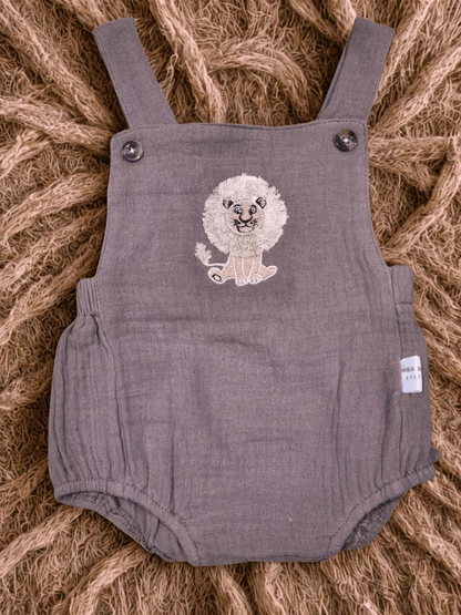 Baby Romper with Lion Embroidery